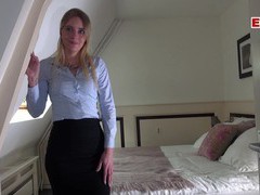 KiloTop presents: German female real estate agent secretary in pantyhose fuck