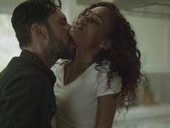 KiloTop presents: Curly haired babe scarlit scandal mounts her pussy on a white cock