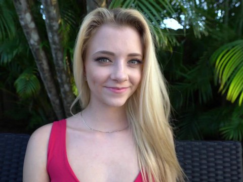 KiloTop presents: Blonde neighbor riley star wants into the pool and offers her pussy