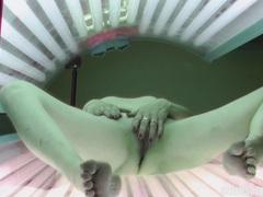 KiloTop presents: Slow pussy masturbation in public solarium