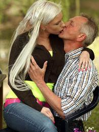 KiloTop presents: Horny blonde teenage beauty riding an old stiff schlong