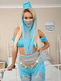 KiloTop presents: Lauren Louise from Layered-Nylons as a sexy genie wearing sheer pantyhose over white stockings