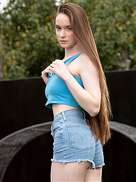 KiloTop presents: Beautiful Brunette Teen Hazel Shows Off Her Hairy Pussy and Masturbates Outdoors.