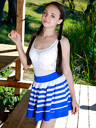 KiloTop presents: Fresh-Faced russian beauty Mia Grandy gets totally naked on a picnic table in a garden